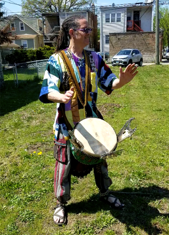 Taylor drumming the Story of PeaceBrook on 5-1-2021